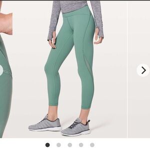Lululemon Train Times‎ 7/8 Pants Leggings Celadon Green Mesh Panels Size 4